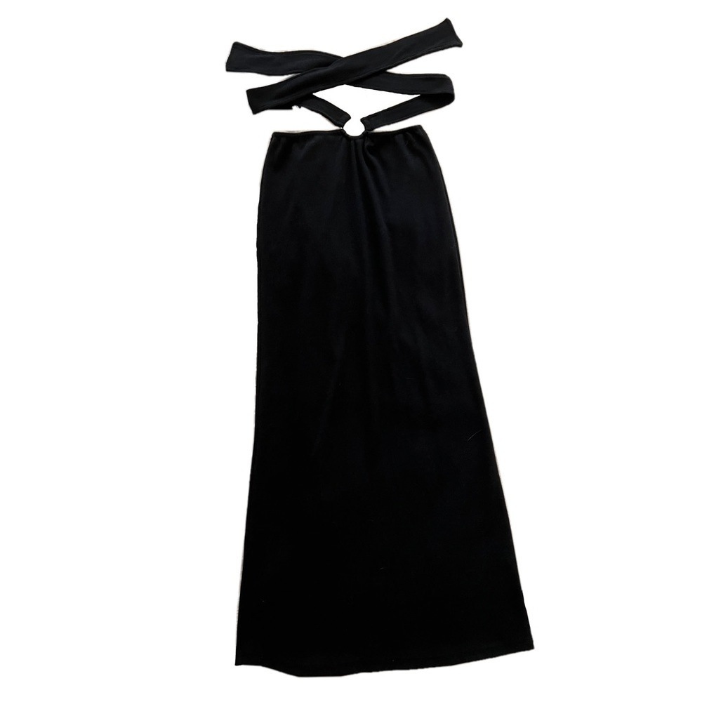 Black Maxi Skirt with Tie Waist
